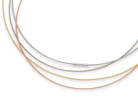 Niessing Halsschnüre in Platin und verschiedenen Niessing Goldfarben