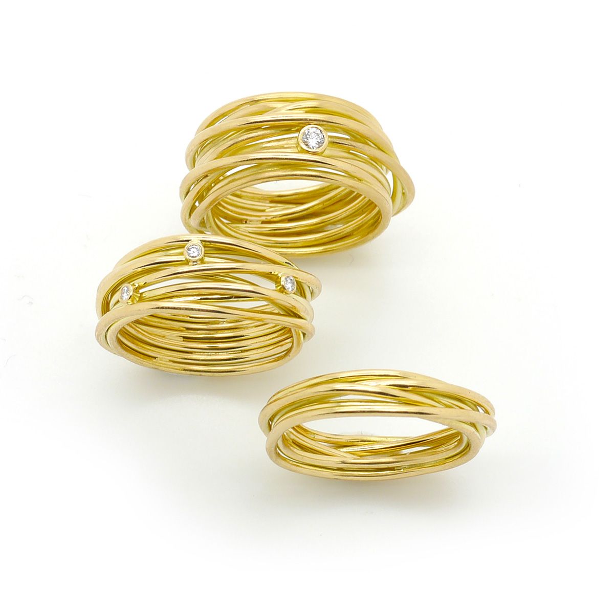 Ringe Coils SchmuckAtelier Peter Cullmann in Gelbgold mit Brillanten