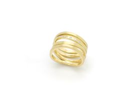 Wellenring Cullmann Wave 4-fach mit 7 Brillanten in Gelbgold