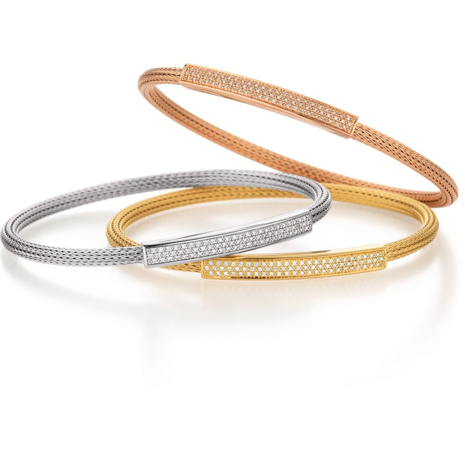 Infinity-Flex Armreifen von Jörg Heinz mit Brillantpavé in 3 Goldfarben