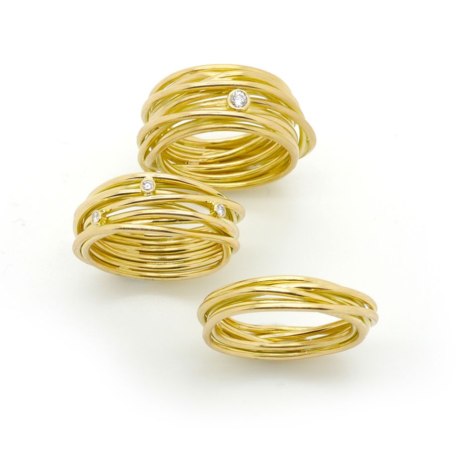 Ringe Coils SchmuckAtelier Peter Cullmann in Gelbgold mit Brillanten